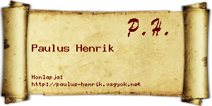 Paulus Henrik névjegykártya